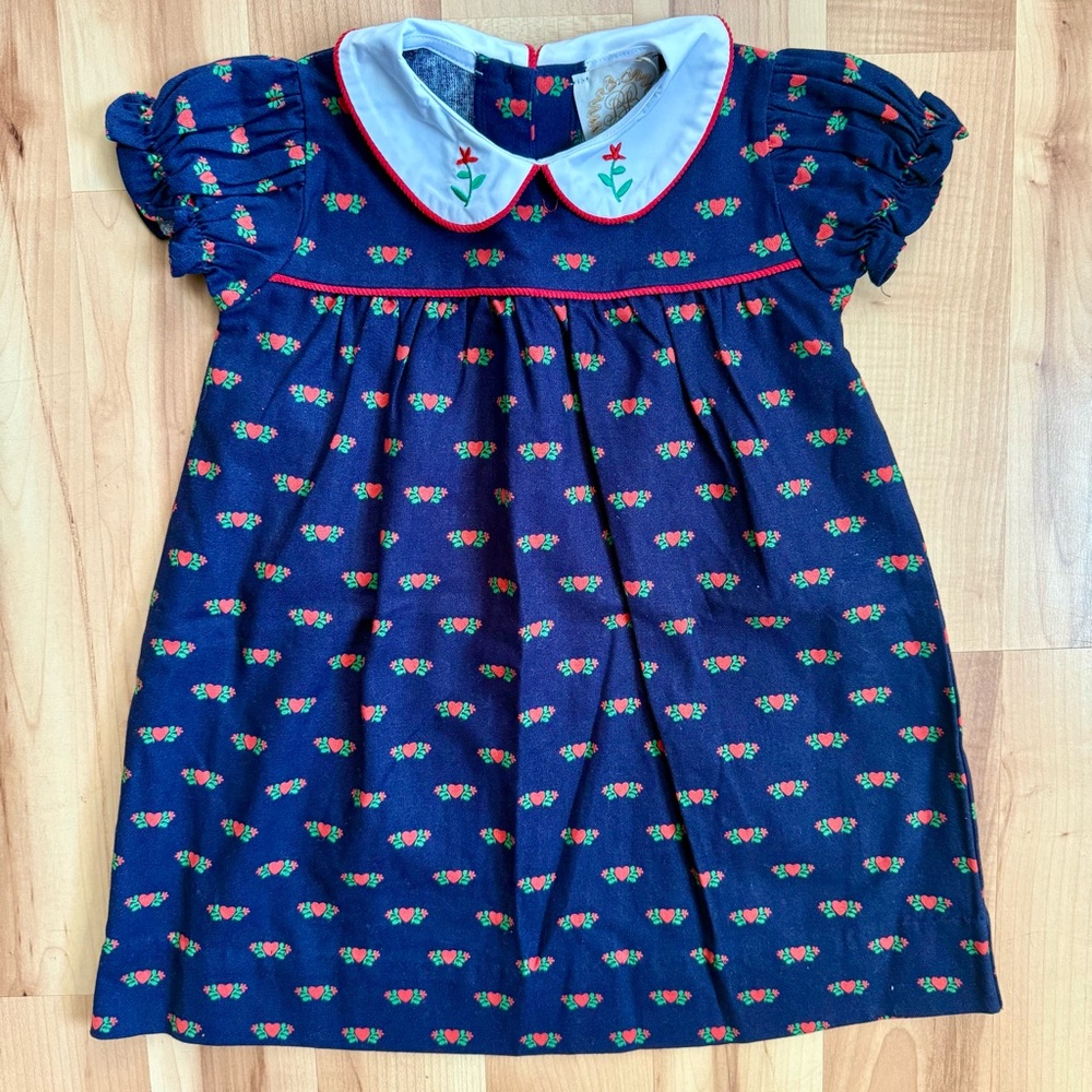 The Beaufort Bonnet Co. Navy Blue Kids Dress with Floral Pattern